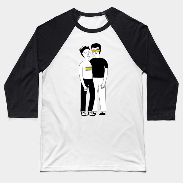 Gay couple Baseball T-Shirt by Savvalinka